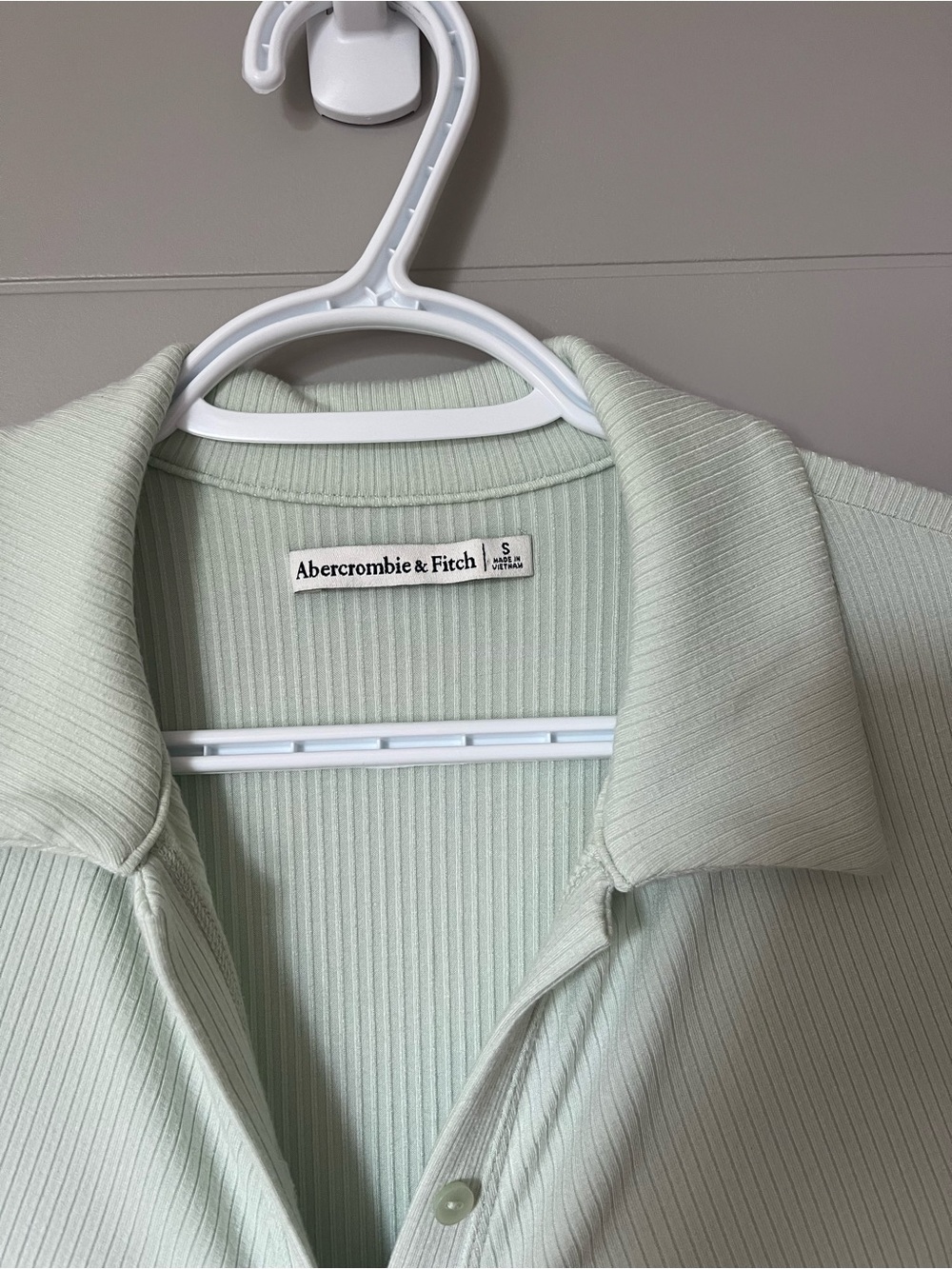 Light Mint Ribbed Button-Front Polo Dress - Size Small - Picture 2 of 2